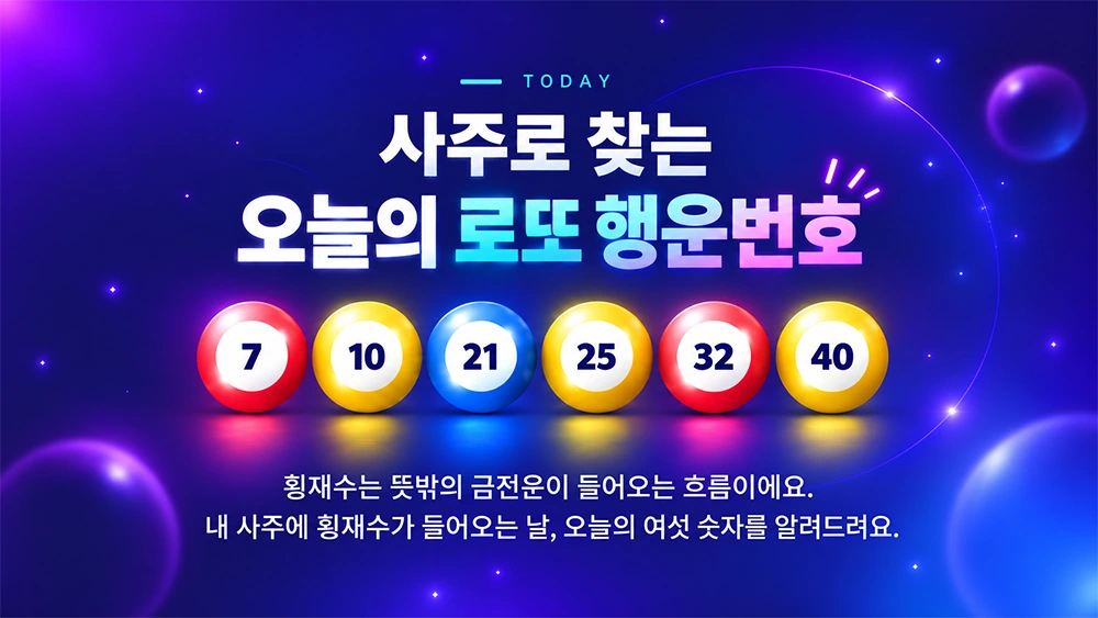 오늘의 횡재수 — 오늘의 기운으로 나만의 행운 숫자를 열어보세요